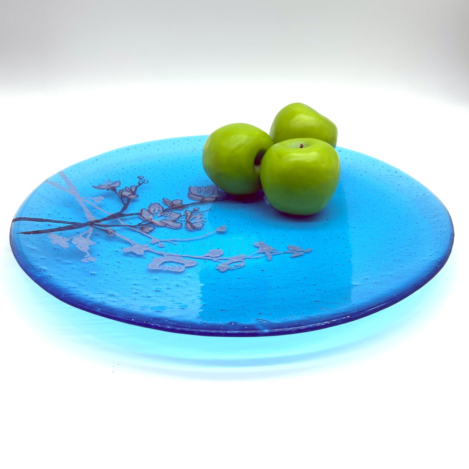 Cherry Blossom Fused Glass Large Round Serving Platter * Made to order