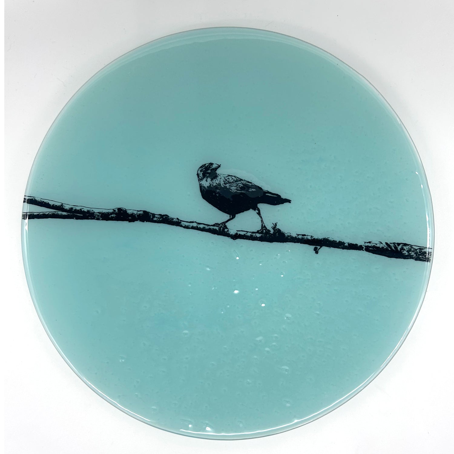 Crow Fused Glass Large Round Serving Platter * Made to order