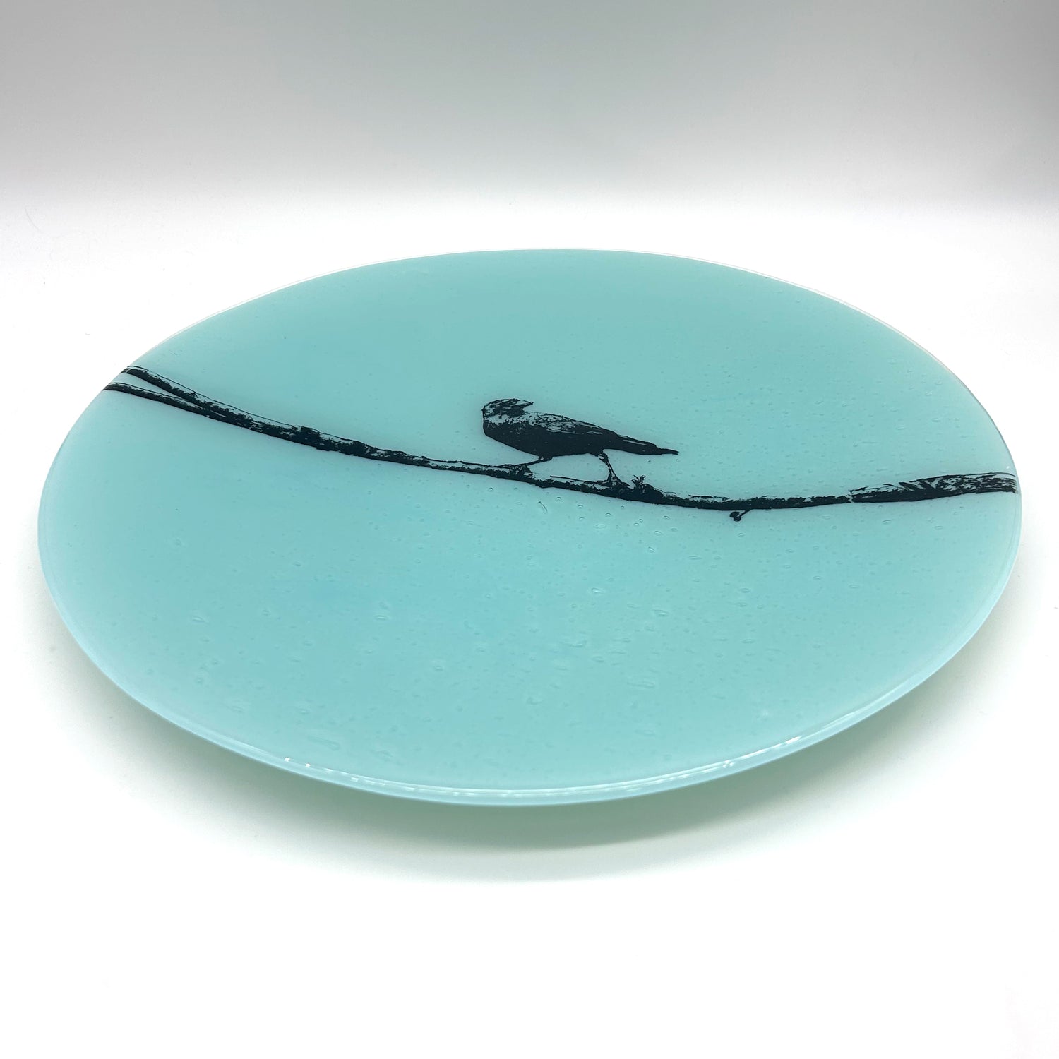 Crow Fused Glass Large Round Serving Platter * Made to order