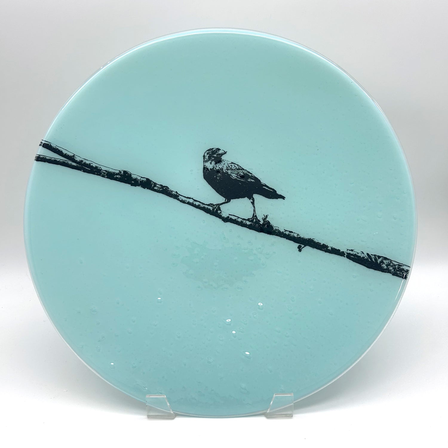 Crow Fused Glass Large Round Serving Platter * Made to order