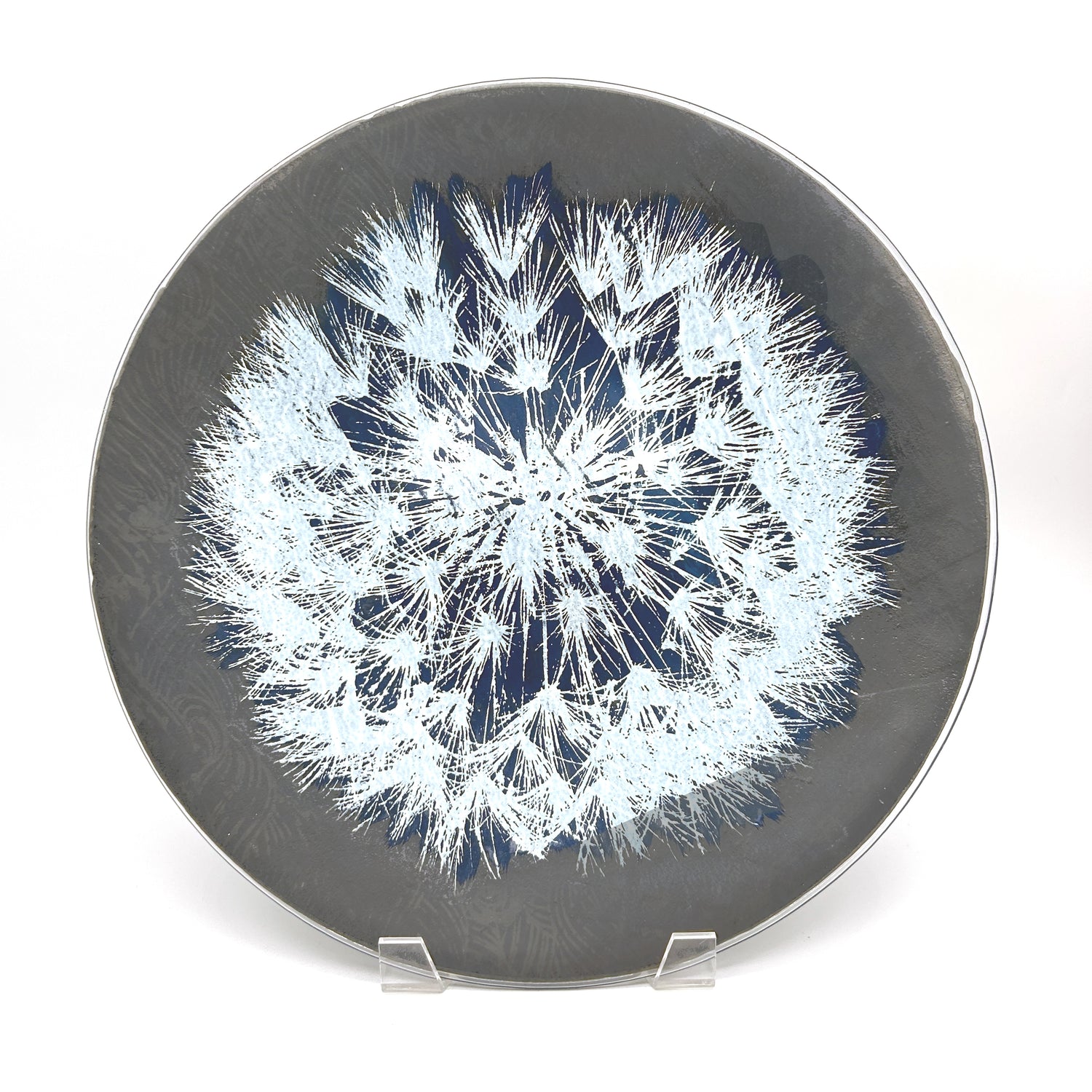 Dandelion Fused Glass Large Round Serving Platter * Made to order