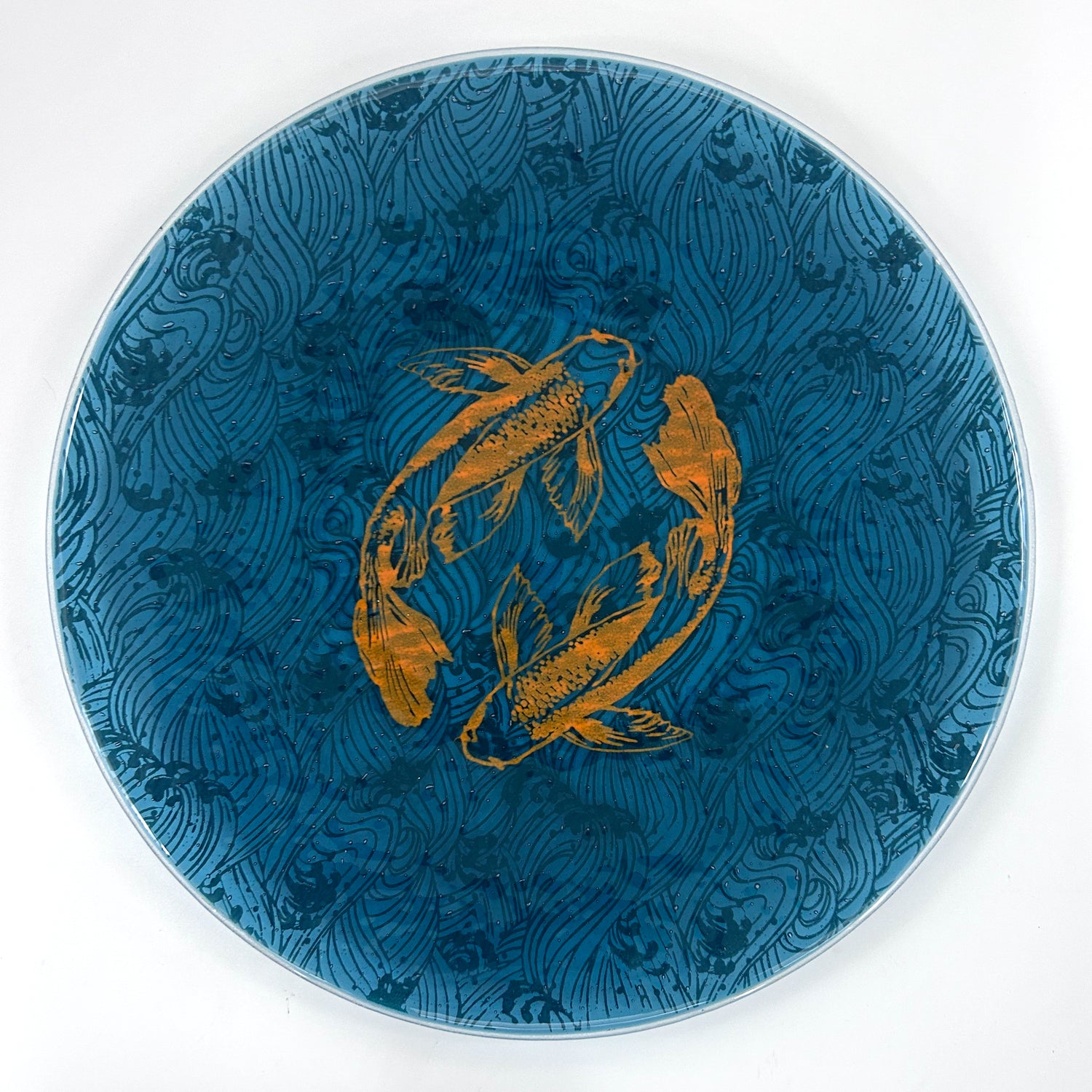 Koi Fused Glass Large Round Serving Platter * Made to order