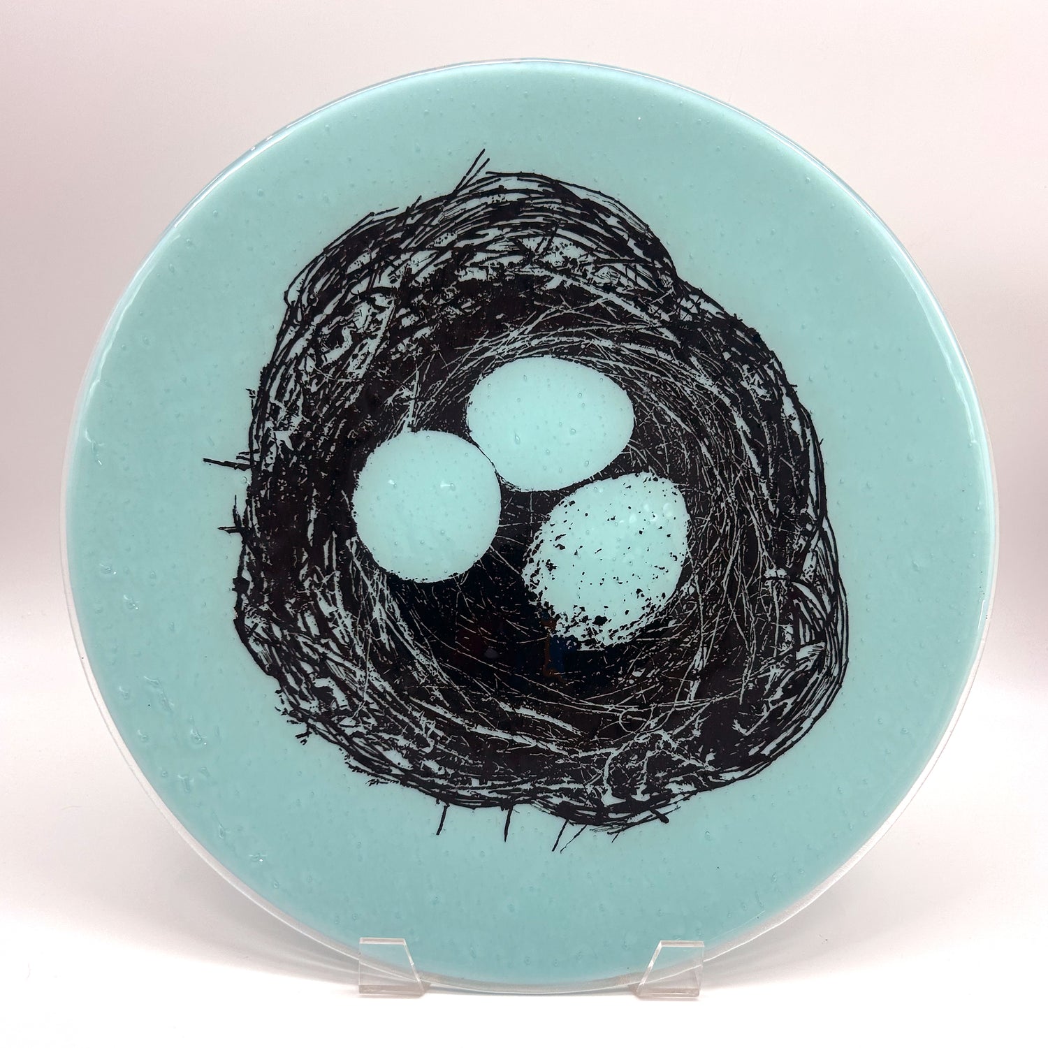 Bird's Nest Fused Glass Large Round Serving Platter * Made to order