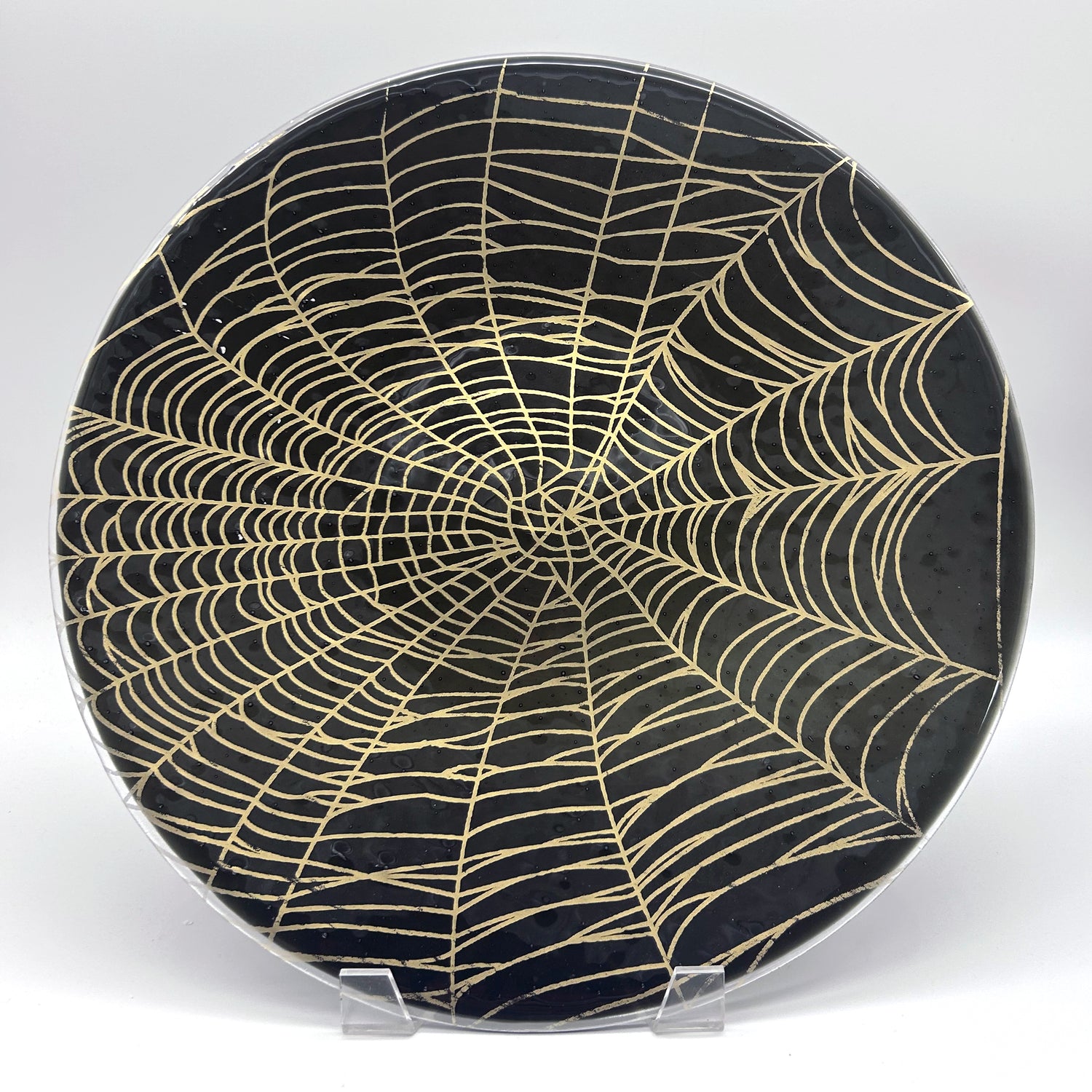 Mystical Web Fused Glass Large Round Serving Platter * Made to order
