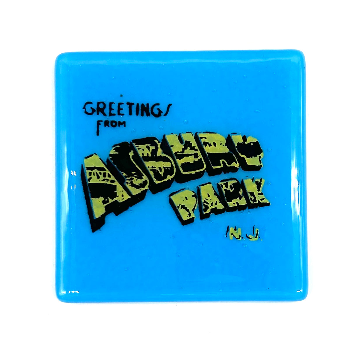 New Jersey Greetings from Asbury Park 4" Single Coaster (or 4.5" Catch-all Dish) - made to order