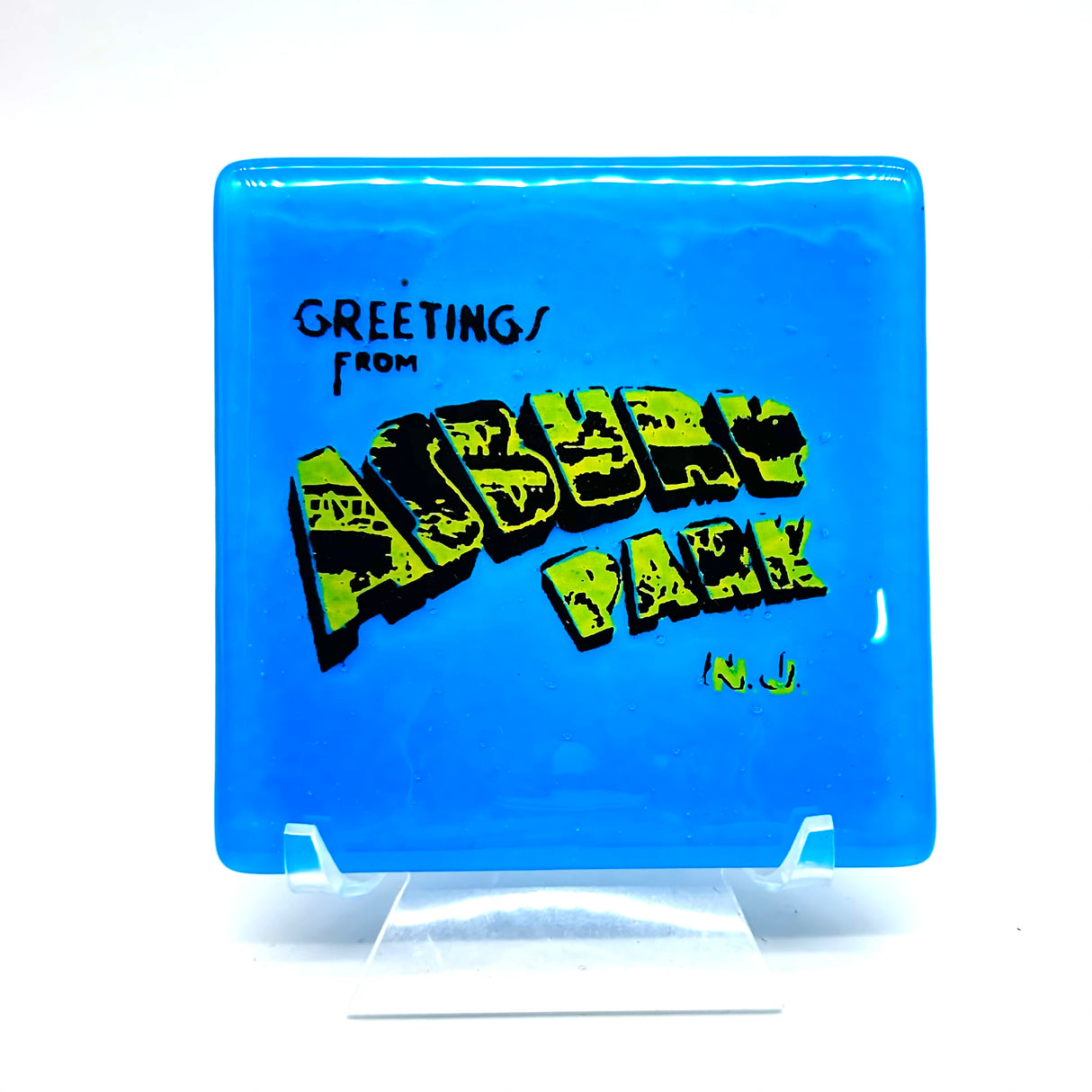 New Jersey Greetings from Asbury Park 4" Single Coaster (or 4.5" Catch-all Dish) - made to order