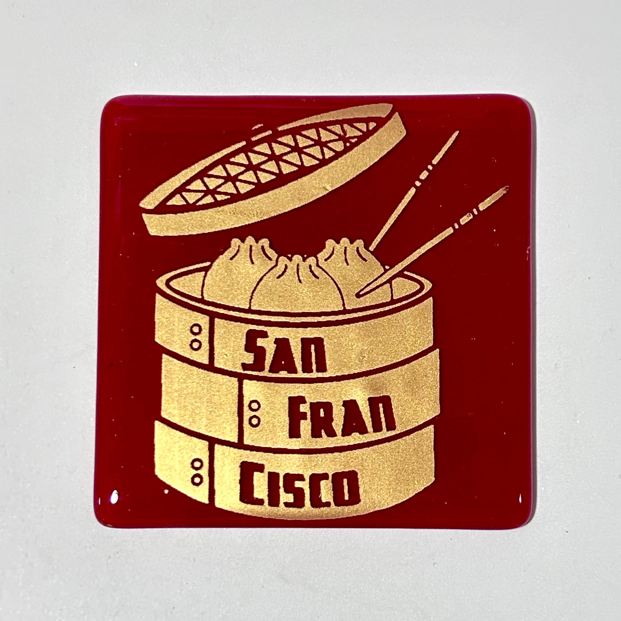 San Francisco Dumpling Fused Glass 4" Single Coaster