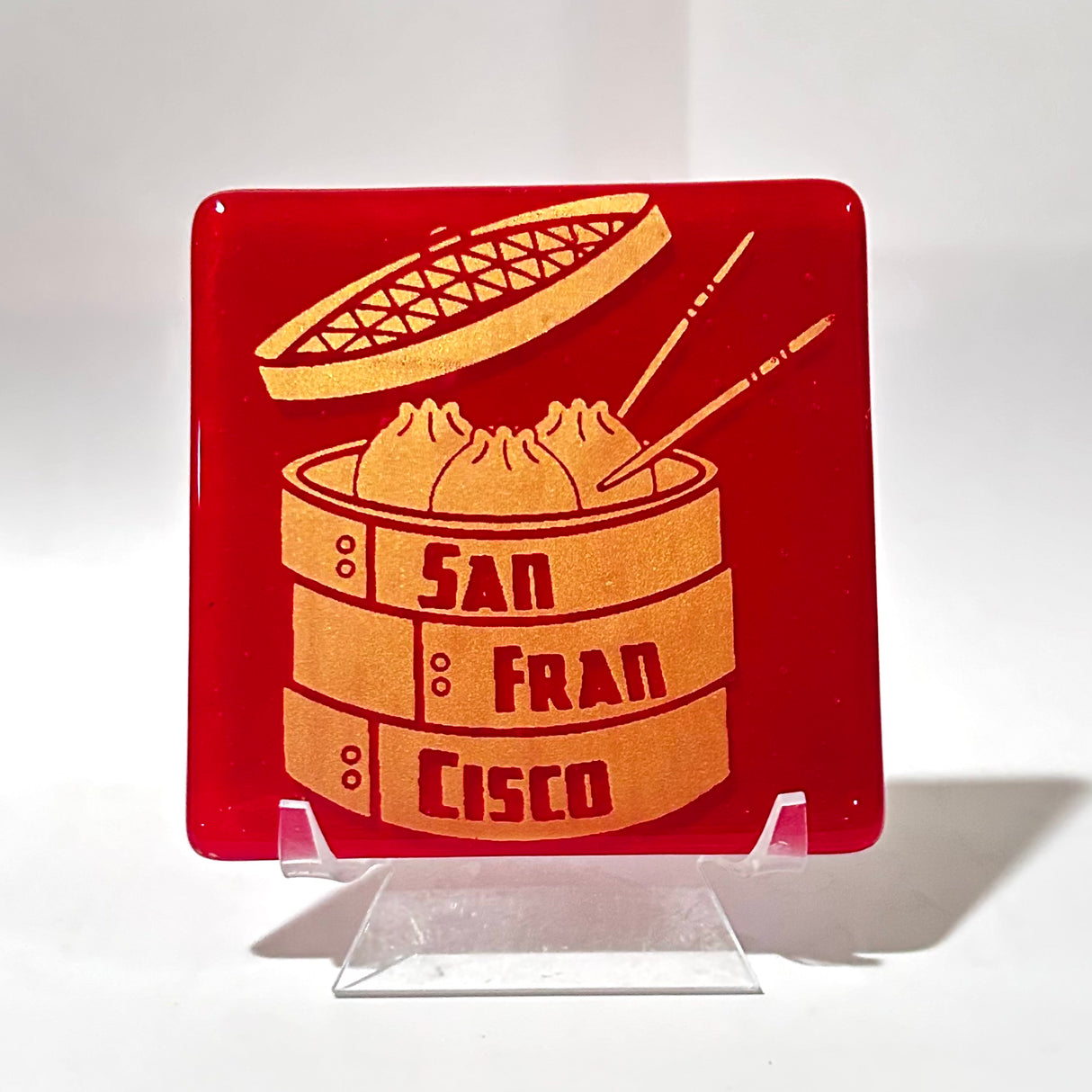 San Francisco Dumpling Fused Glass 4" Single Coaster