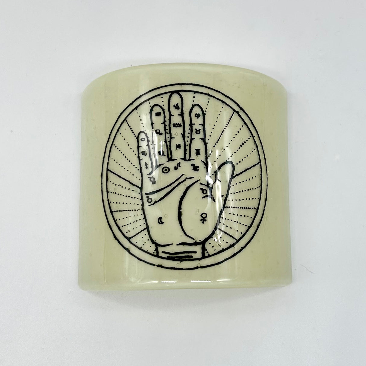 Palmistry Fused Glass 4.25" Candle Shield Sconce