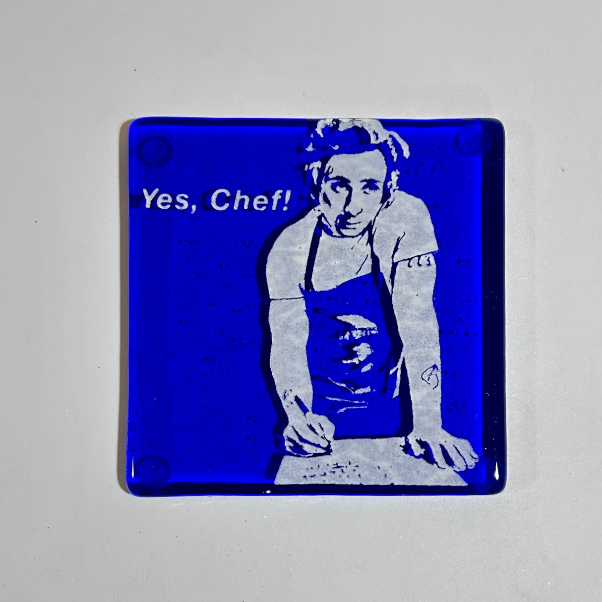 Jeremy Allen White Yes Chef Fused Glass 4" Single Coaster