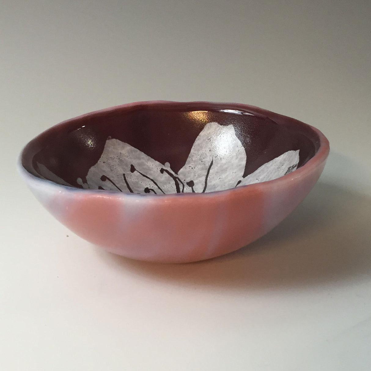 Cherry Blossom Fused Glass 5" Small Bowl