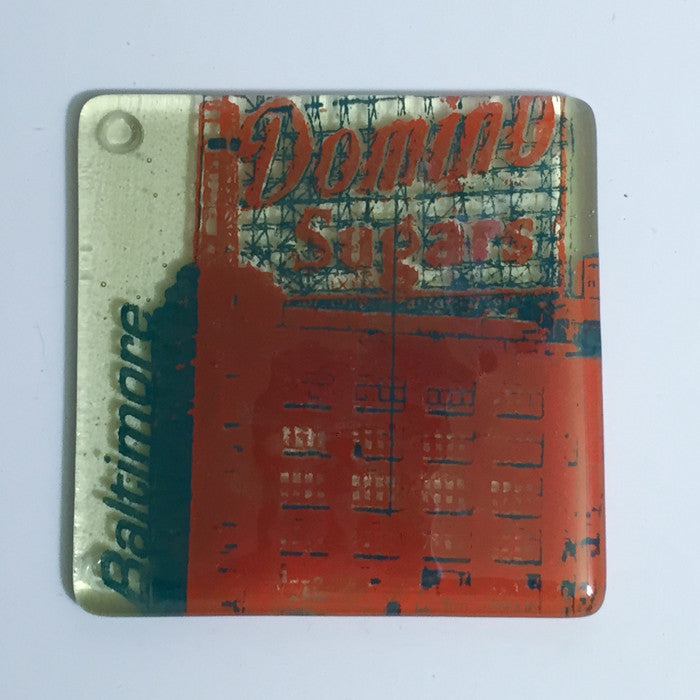 Baltimore Domino Sugars Fused Glass 4" Single Coaster