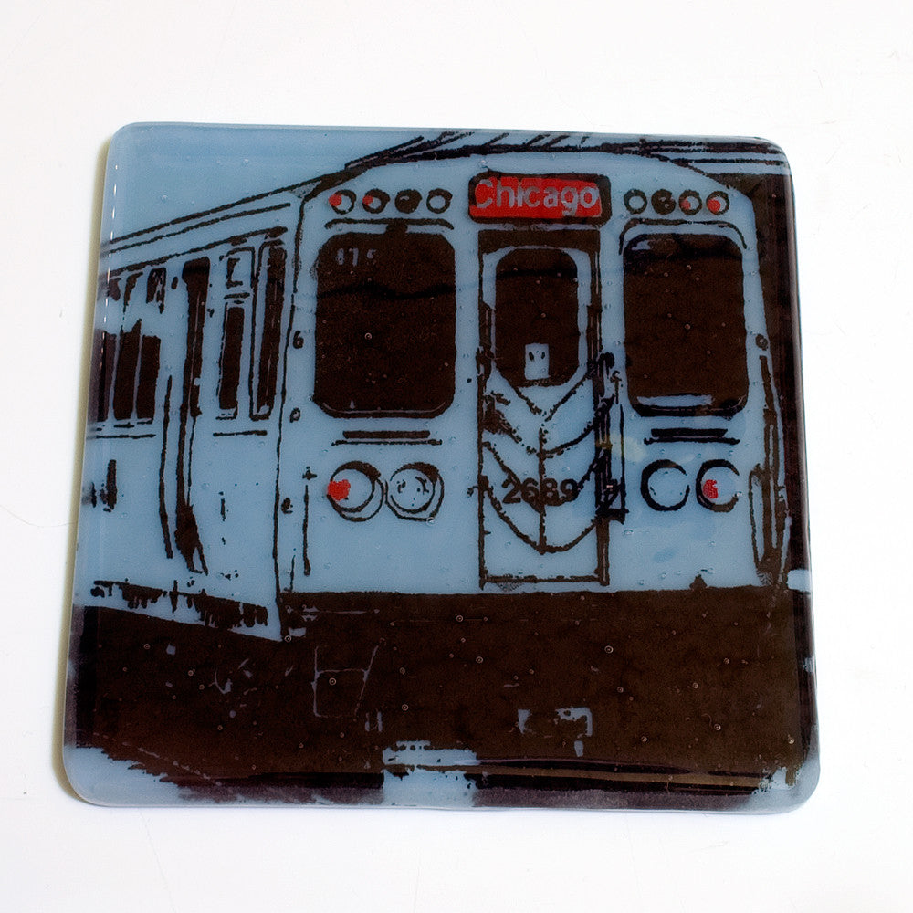 Chicago El Train Fused Glass 4" Single Coaster
