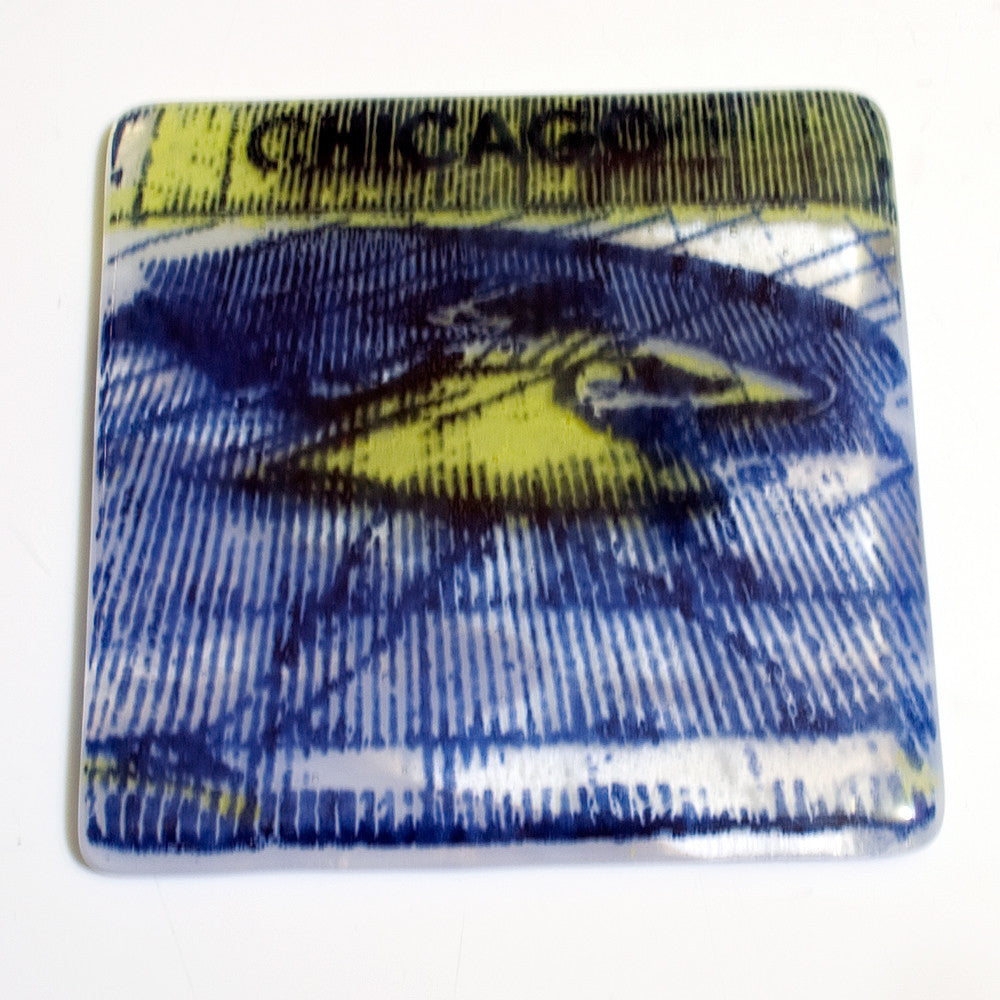 Chicago Morton Salt Girl Fused Glass 4" Single Coaster