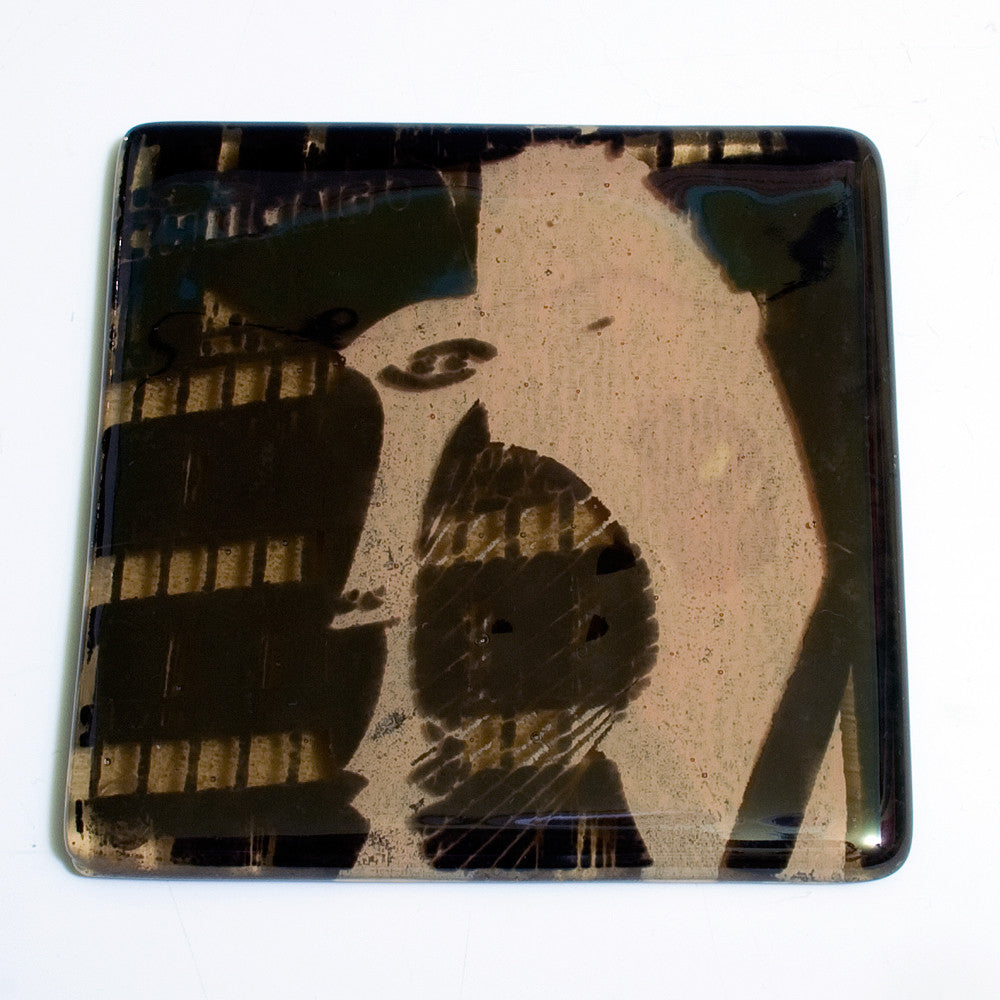 Chicago Picasso Fused Glass 4" Single Coaster
