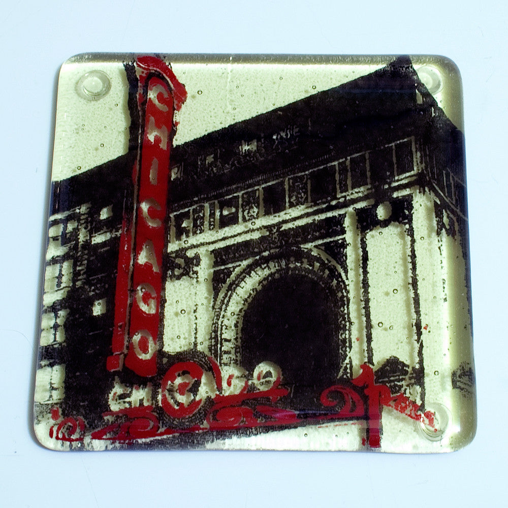 Chicago Theater Fused Glass 4" Single Coaster