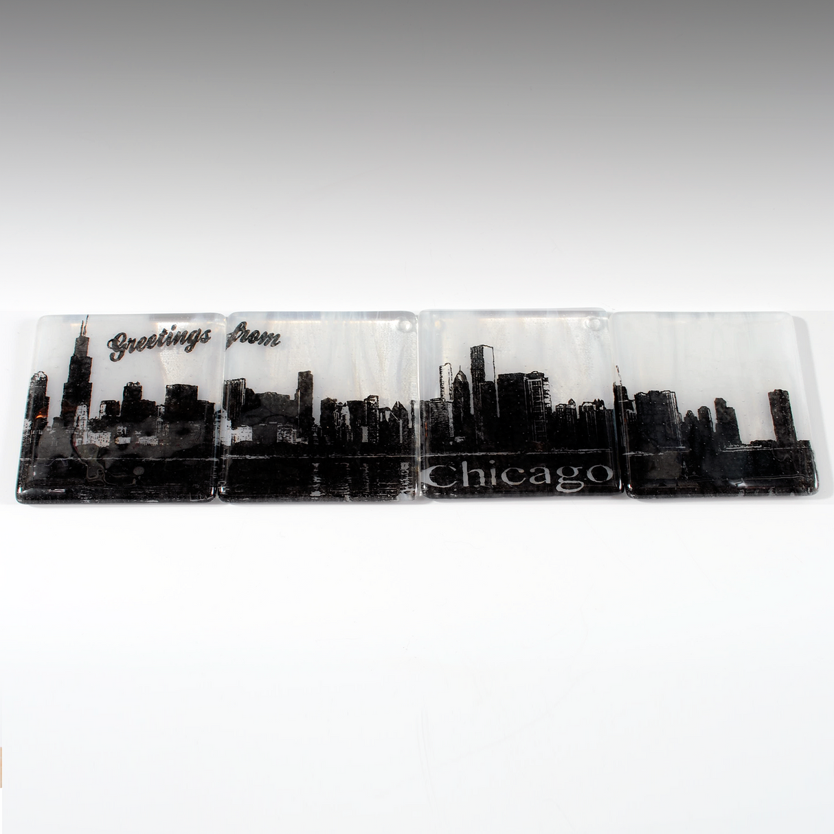 Chicago Skyline Fused Glass Coaster 4-Pack