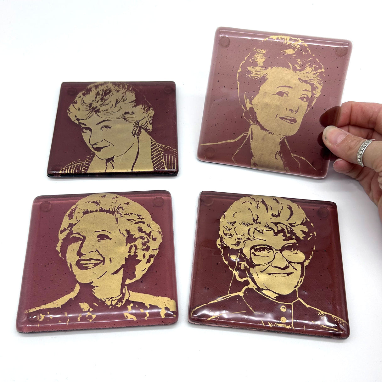 Estelle Getty from the Golden Girls Fused Glass 4" Single Coaster