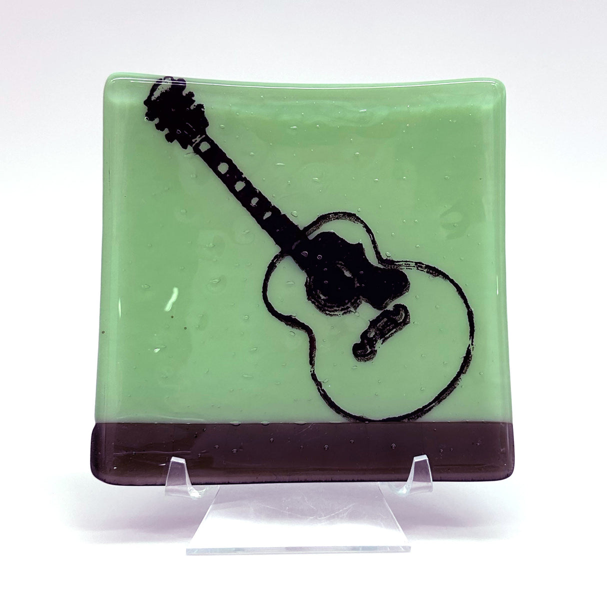Acoustic Guitar 4.5" Handmade Fused Glass Catch-all Dish