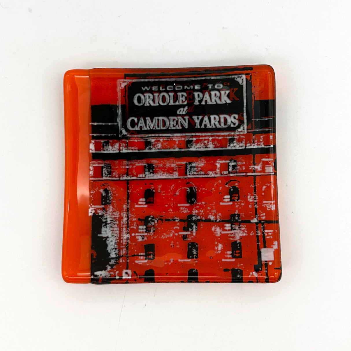 Baltimore Camden Yards 4.5" Handmade Fused Glass Catch-all Dish - made to order