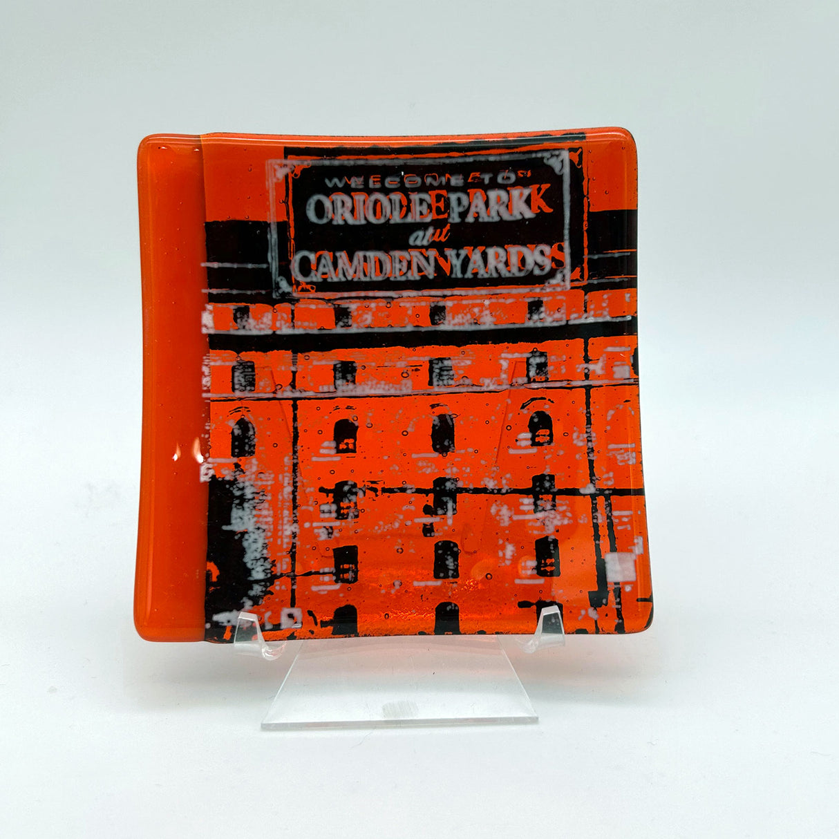 Baltimore Camden Yards 4.5" Handmade Fused Glass Catch-all Dish - made to order