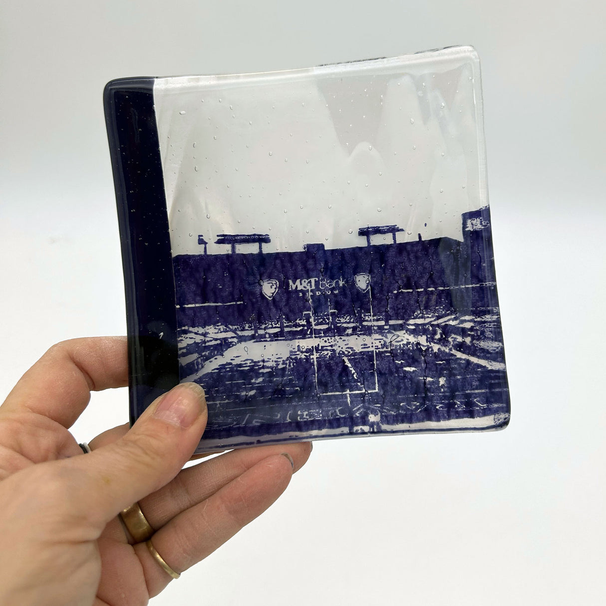 Baltimore M&T Stadium 4.5" Handmade Fused Glass Catch-all Dish - made to order