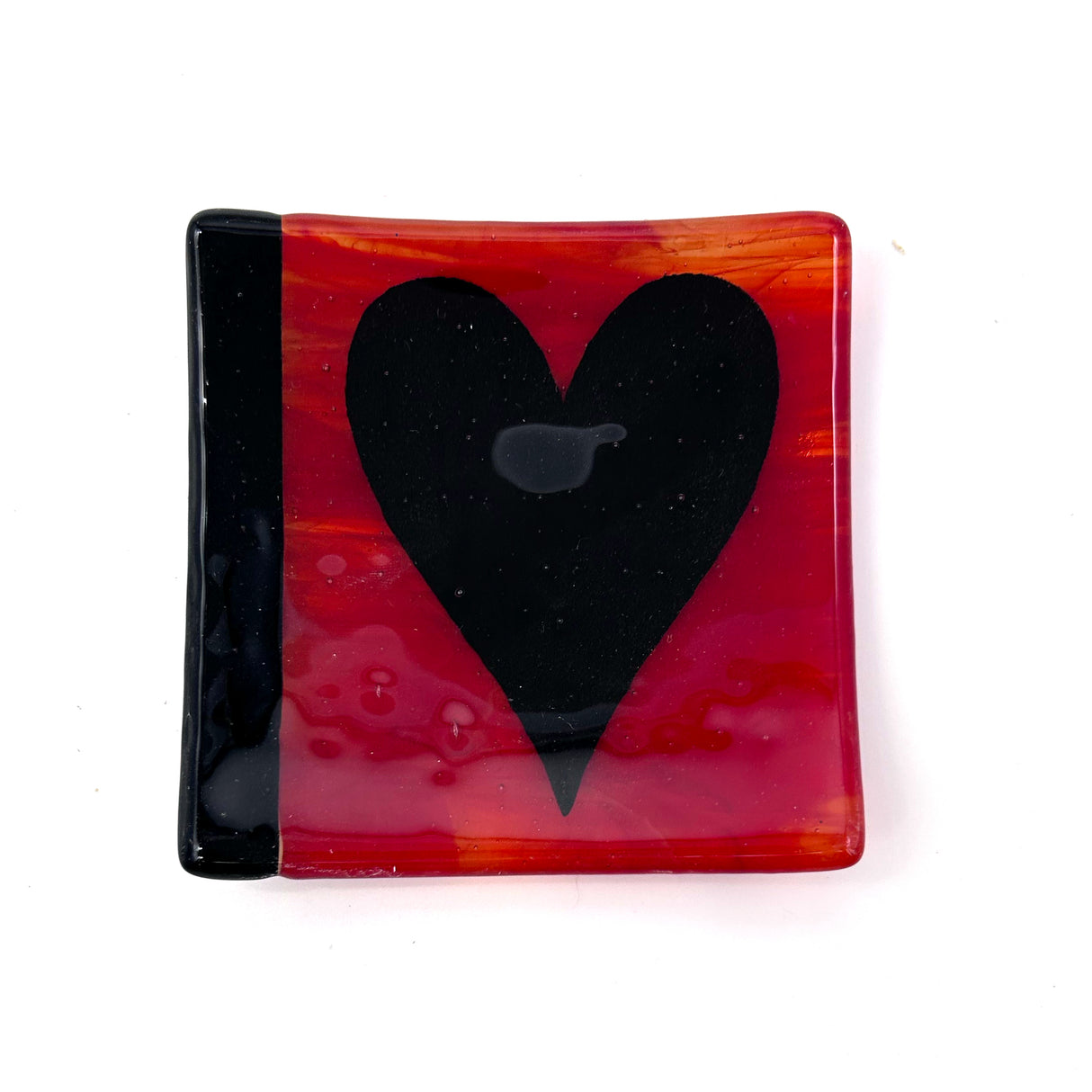 Black Heart 4.5" Handmade Fused Glass Catch-all Dish