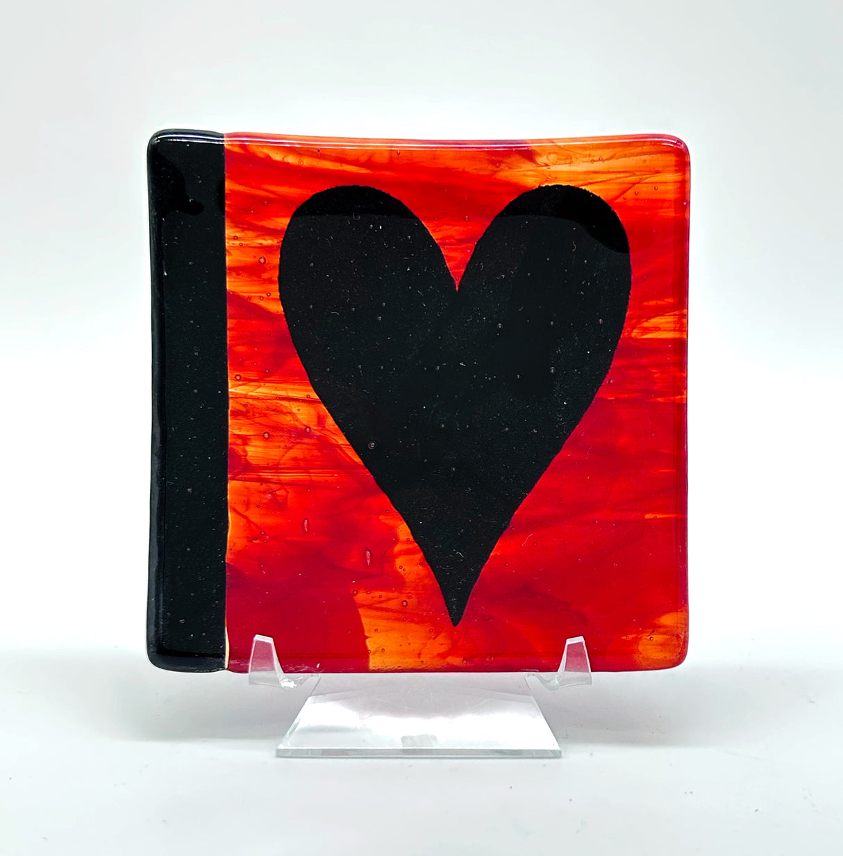 Black Heart 4.5" Handmade Fused Glass Catch-all Dish