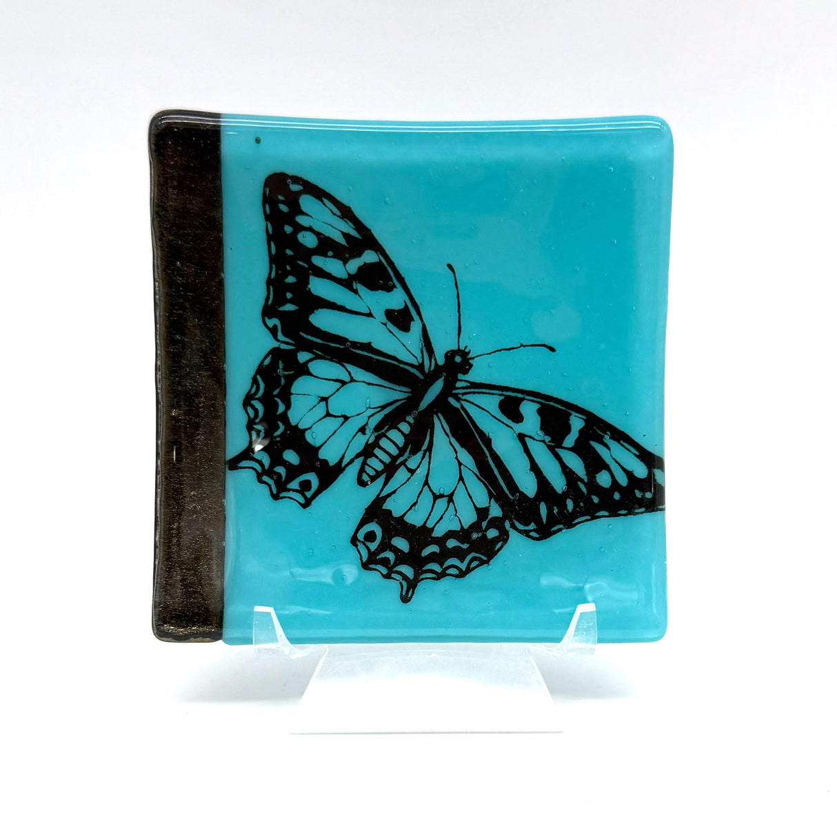 Butterfly Handmade 4.5" Handmade Fused Glass Catch-all Dish