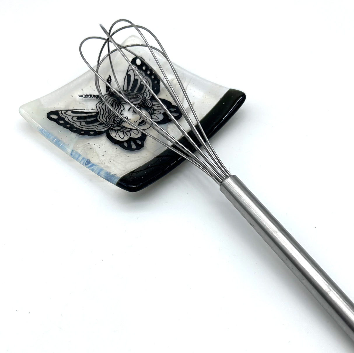 Butterfly Tattoo Handmade 4.5" Handmade Fused Glass Catch-all Dish