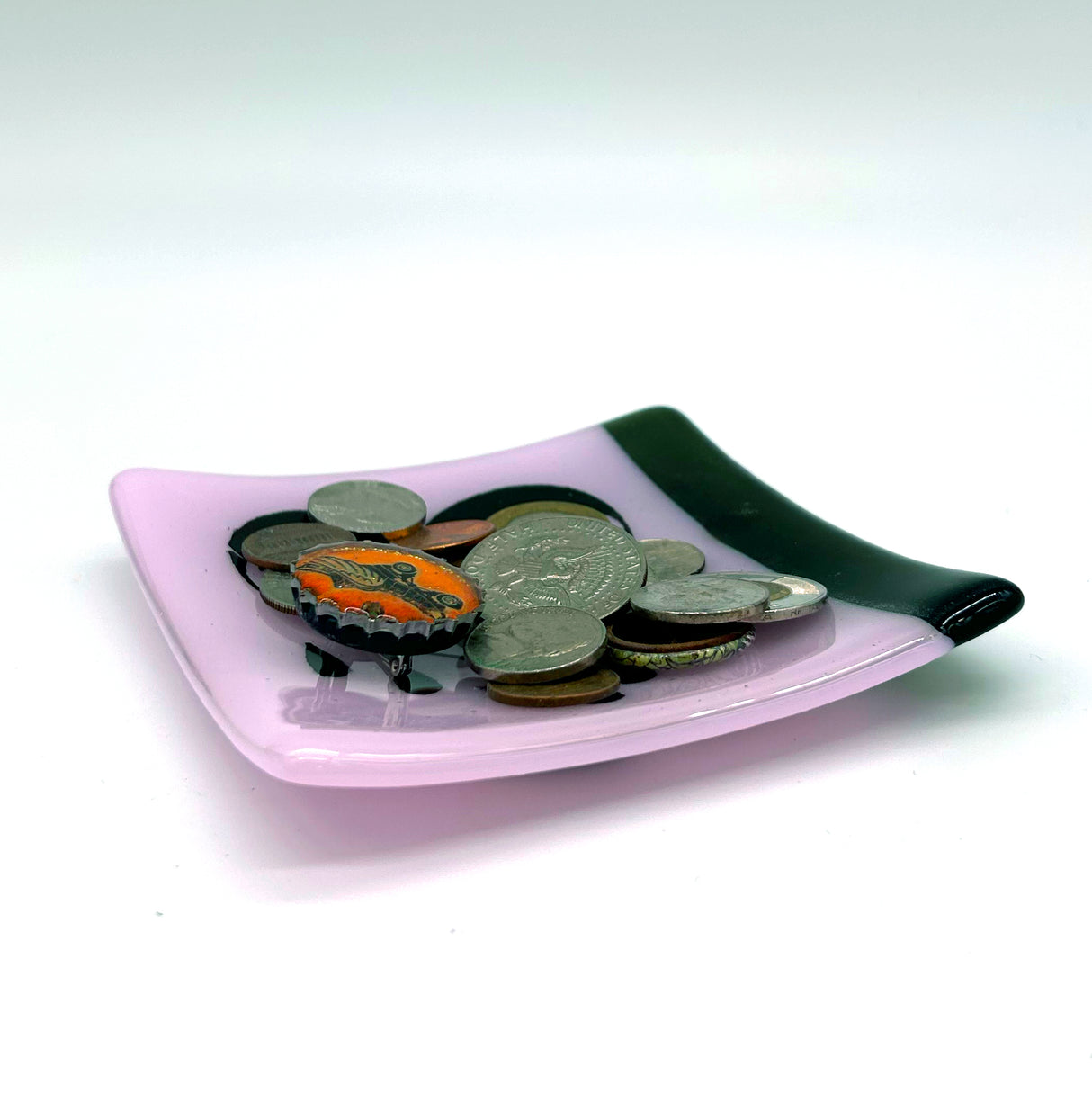 Crying Heart Tattoo 4.5" Handmade Fused Glass Catch-all Dish (discontinued color)