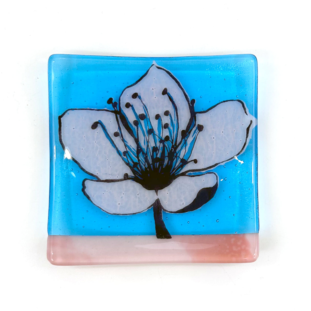 Cherry Blossom 4.5" Handmade Fused Glass Catch-all Dish