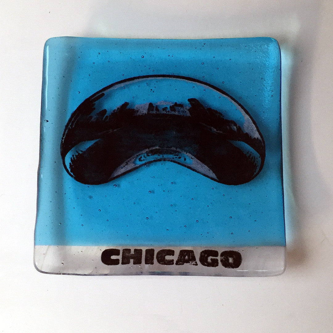 Chicago Bean Cloudgate 4.5" Handmade Fused Glass Catch-all Dish