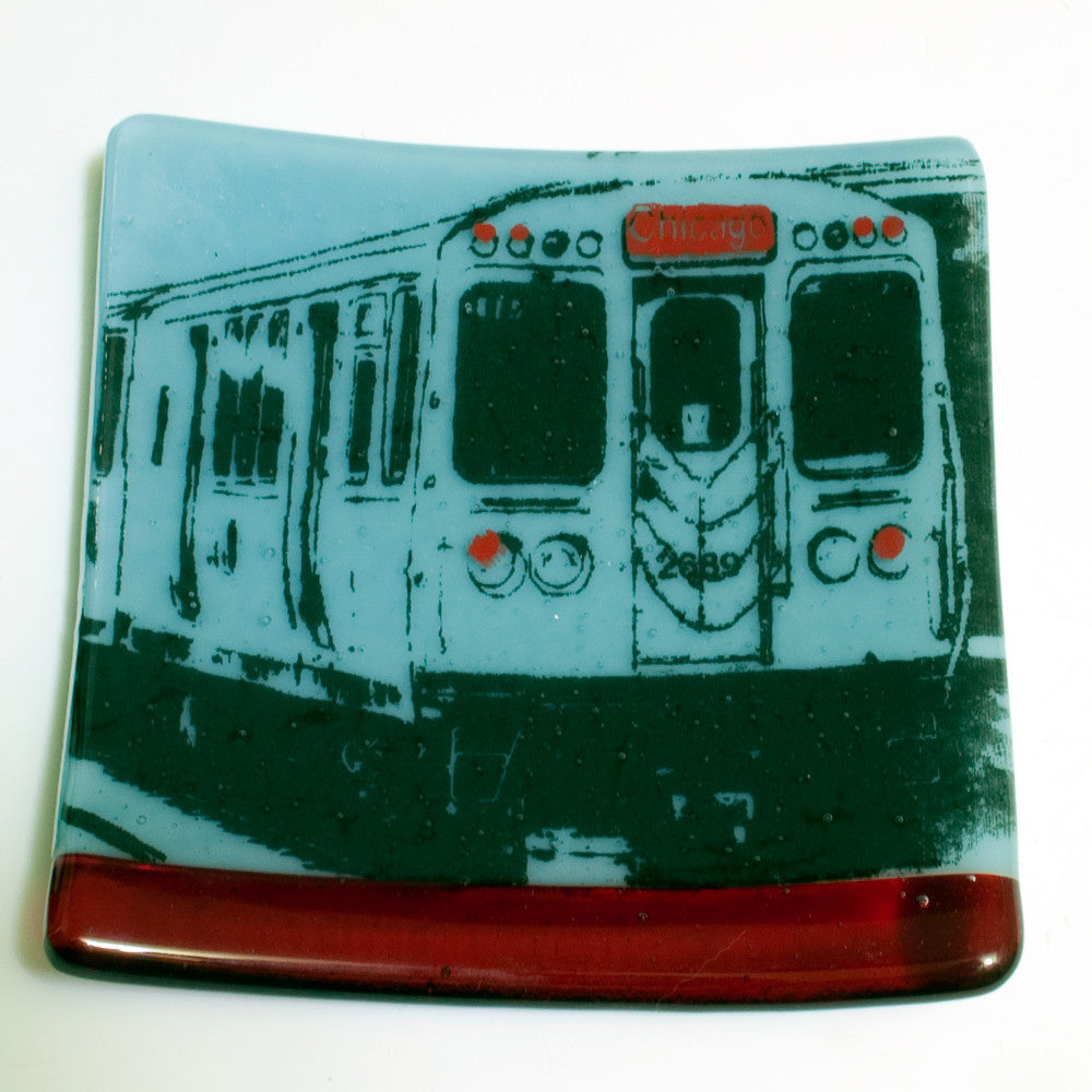 Chicago El Train 4.5" Handmade Fused Glass Catch-all Dish