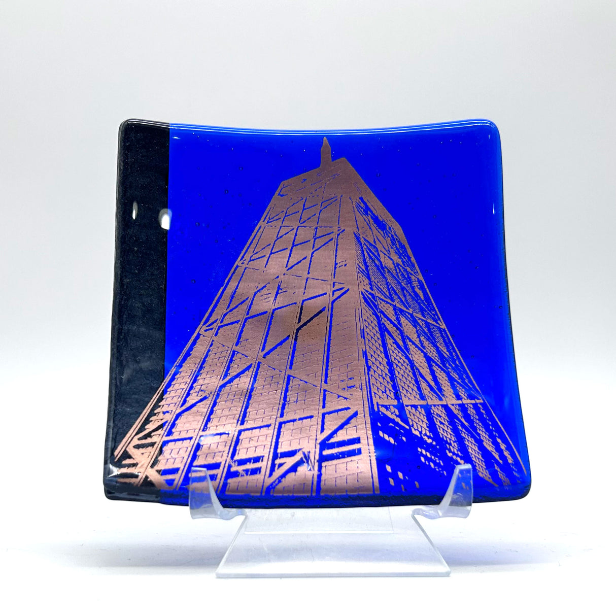 Chicago Hancock Building 4.5" Fused Glass Catch-all Dish
