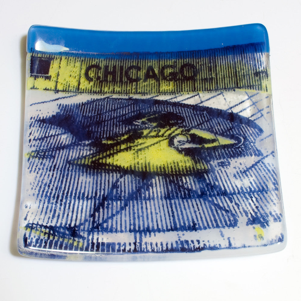 Chicago Morton Salt Girl 4.5" Handmade Fused Glass Catch-all Dish