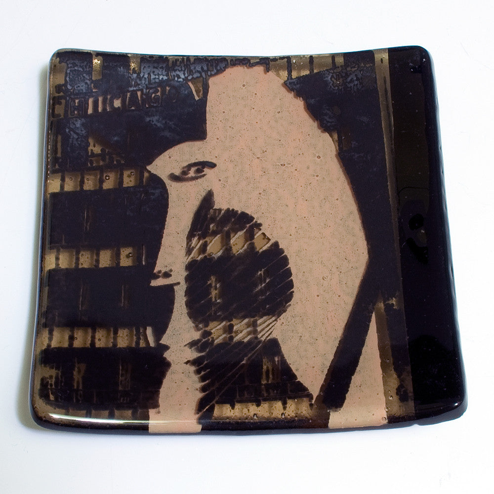 Chicago Picasso 4.5" Handmade Fused Glass Catch-all Dish