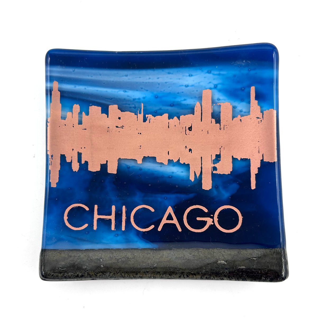 Chicago Sunset Skyline 4.5" Fused Glass Catch-all Dish
