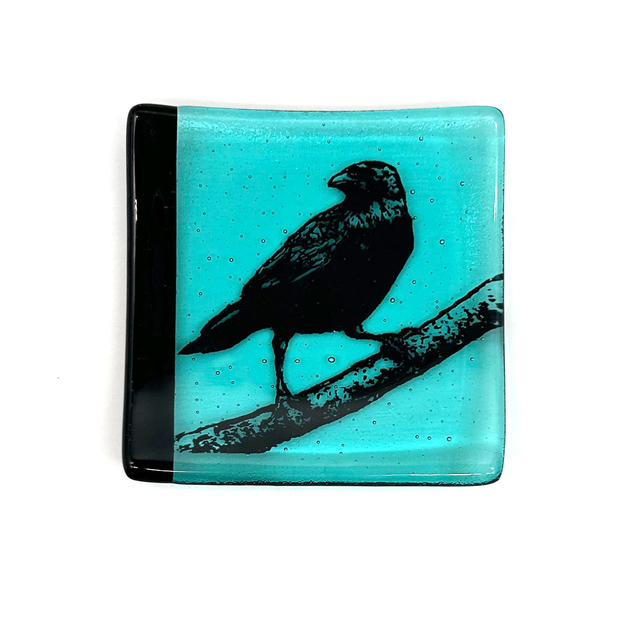 Birds | Crow 4.5" Handmade Fused Glass Catch-all Dish