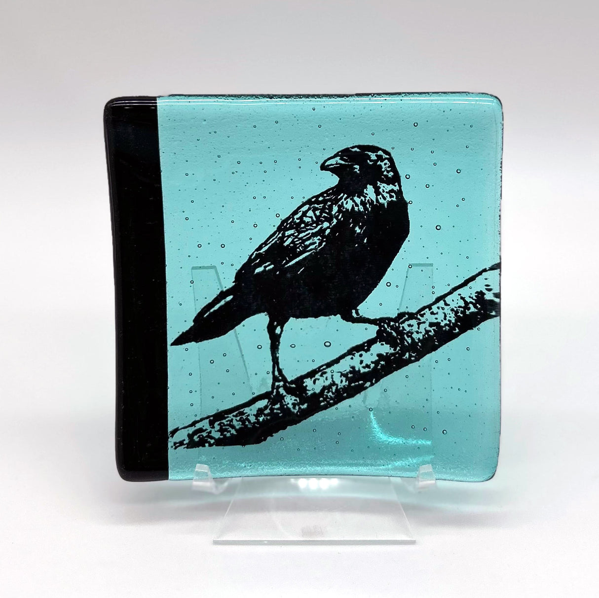 Birds | Crow 4.5" Handmade Fused Glass Catch-all Dish