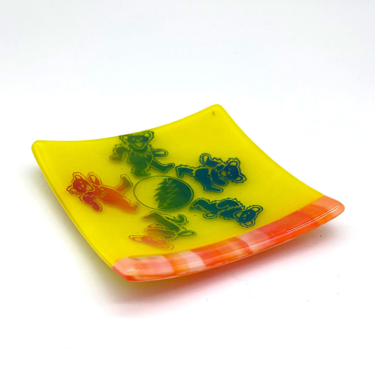 Deadhead Dancing Bears 4.5" Handmade Fused Glass Catch-all Dish