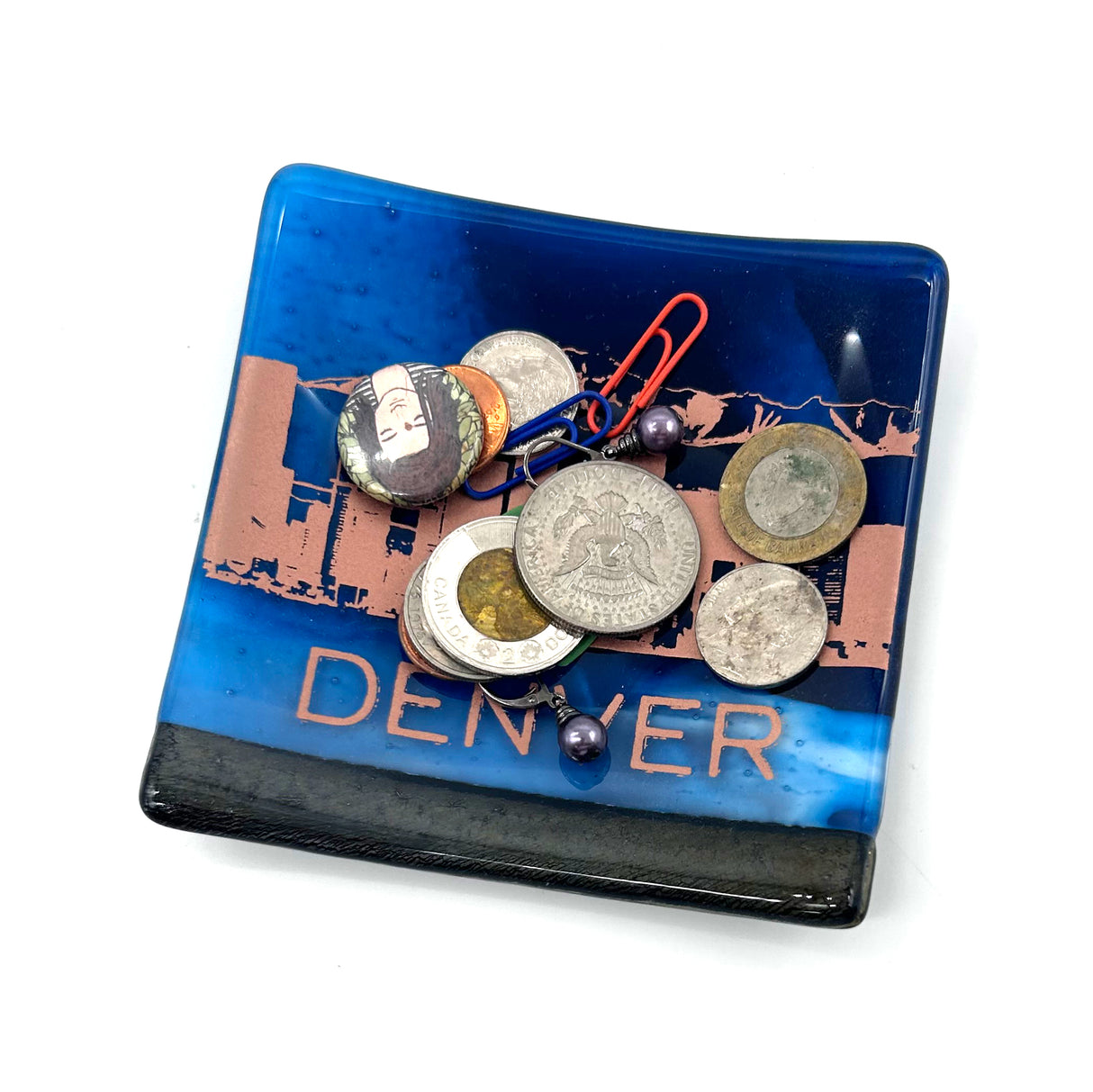 Denver Sunset Skyline 4.5" Fused Glass Catch-all Dish