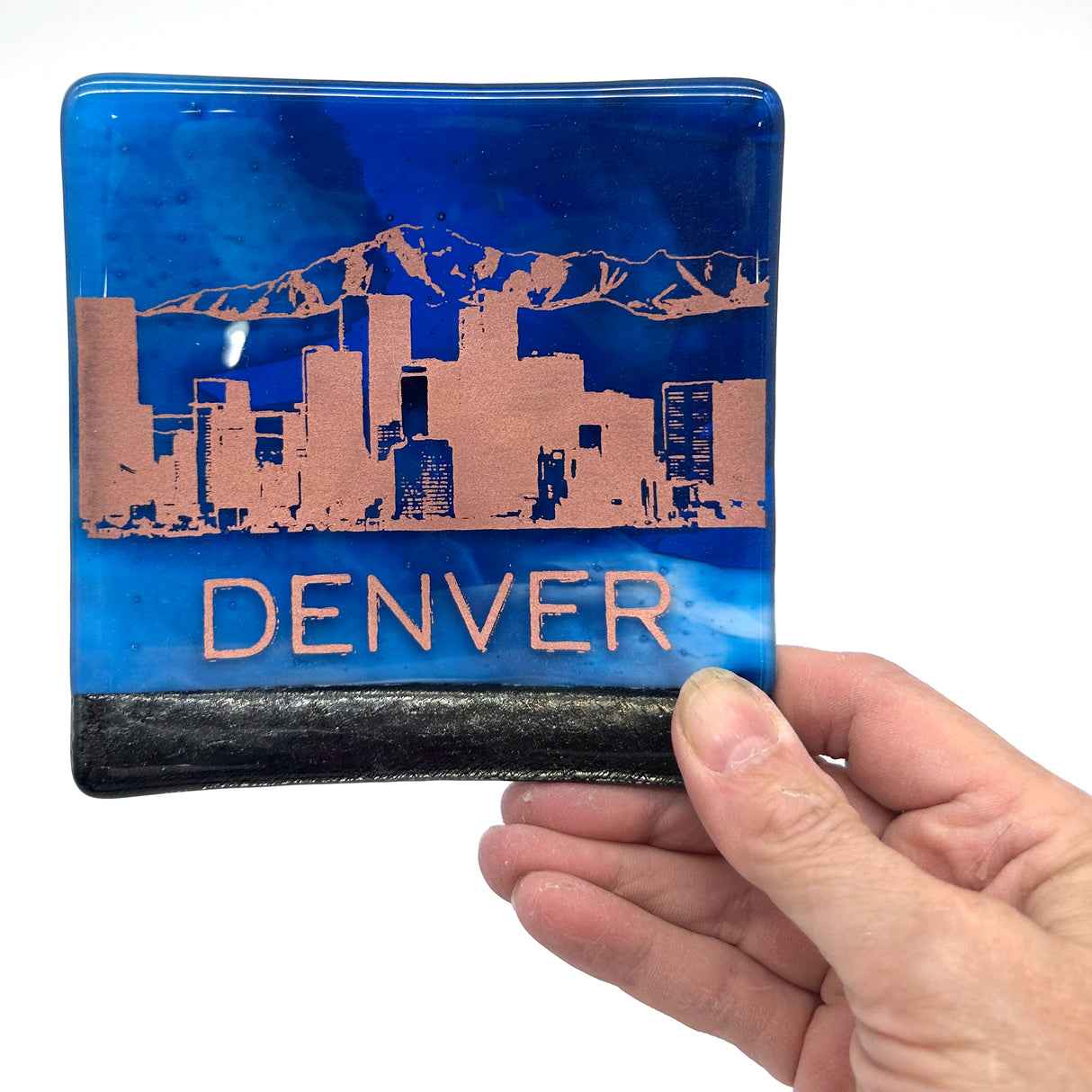 Denver Sunset Skyline 4.5" Fused Glass Catch-all Dish