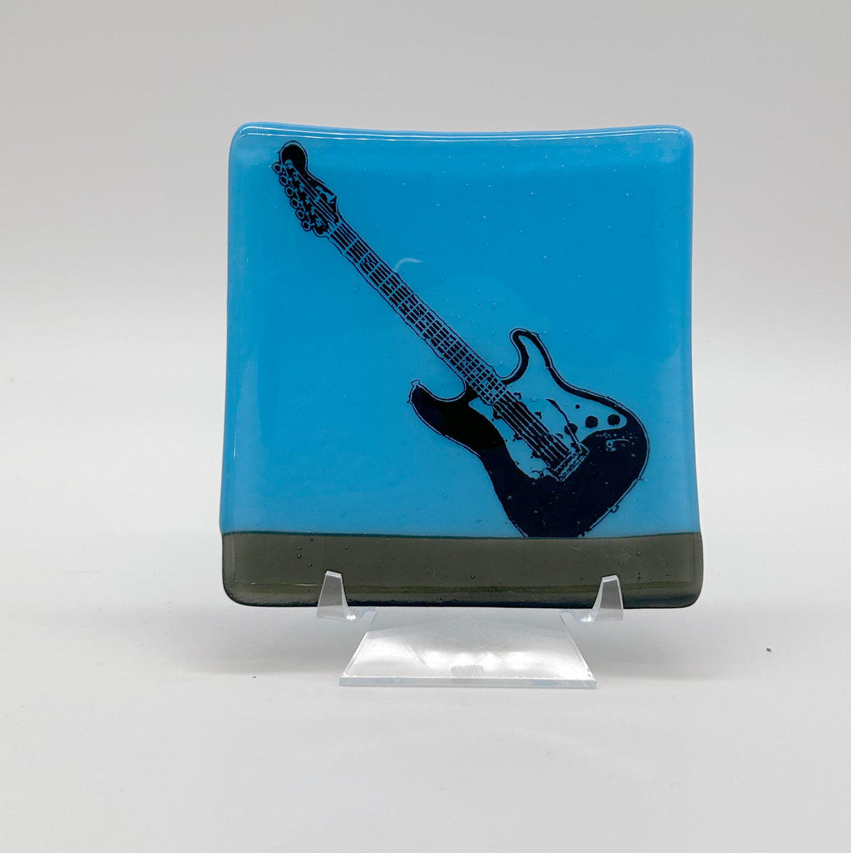 Electric Guitar -Strat Rock & Roll 4.5" Handmade Fused Glass Catch-all Dish