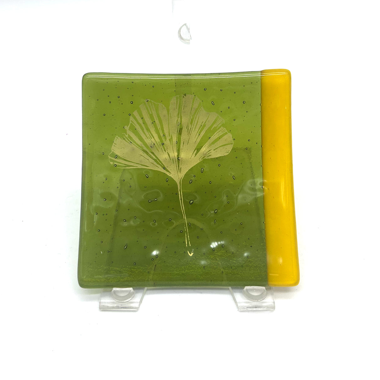 Gingko Leaves 4.5" Handmade Fused Glass Catch-all Dish