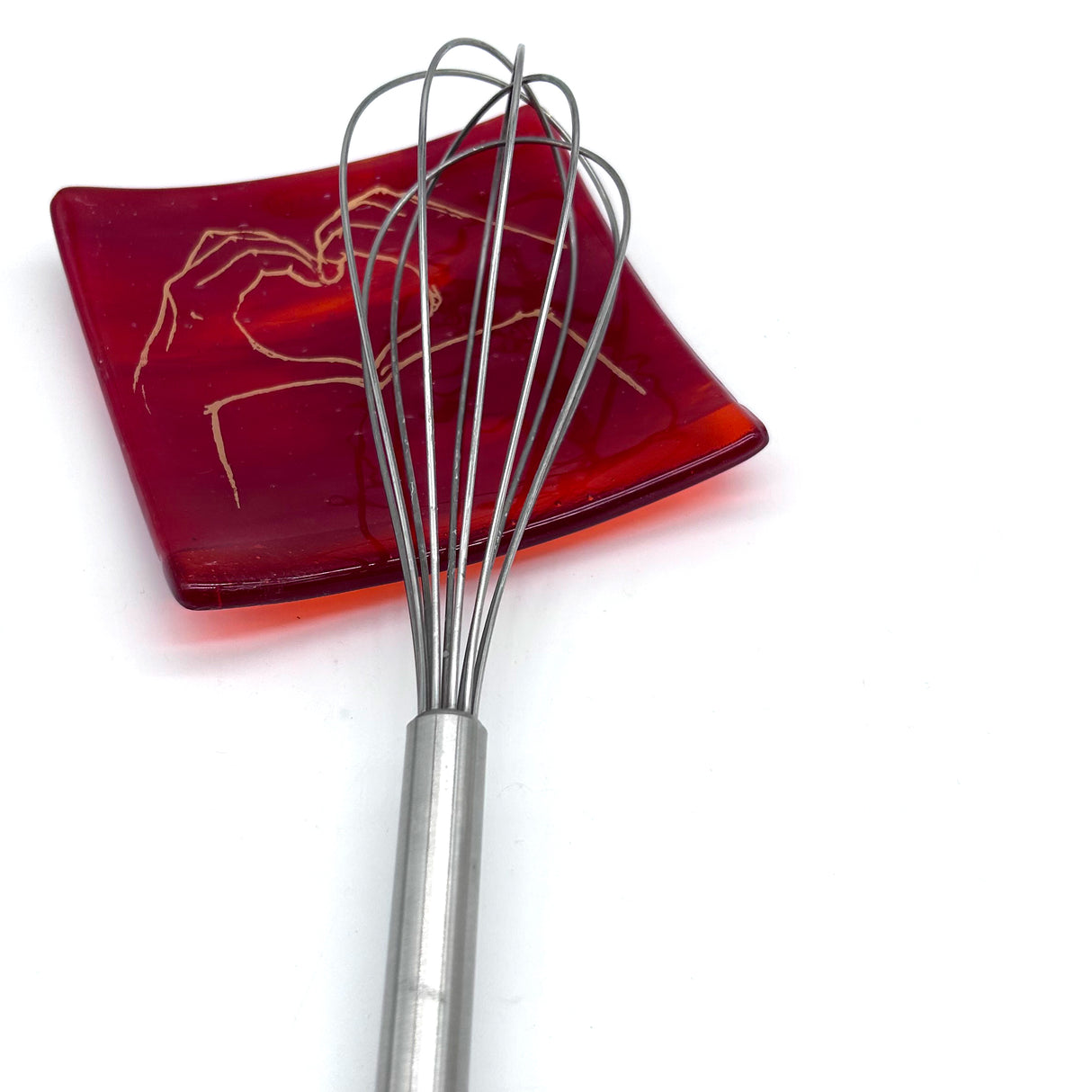 Heart Hands 4.5" Handmade Fused Glass Catch-all Dish