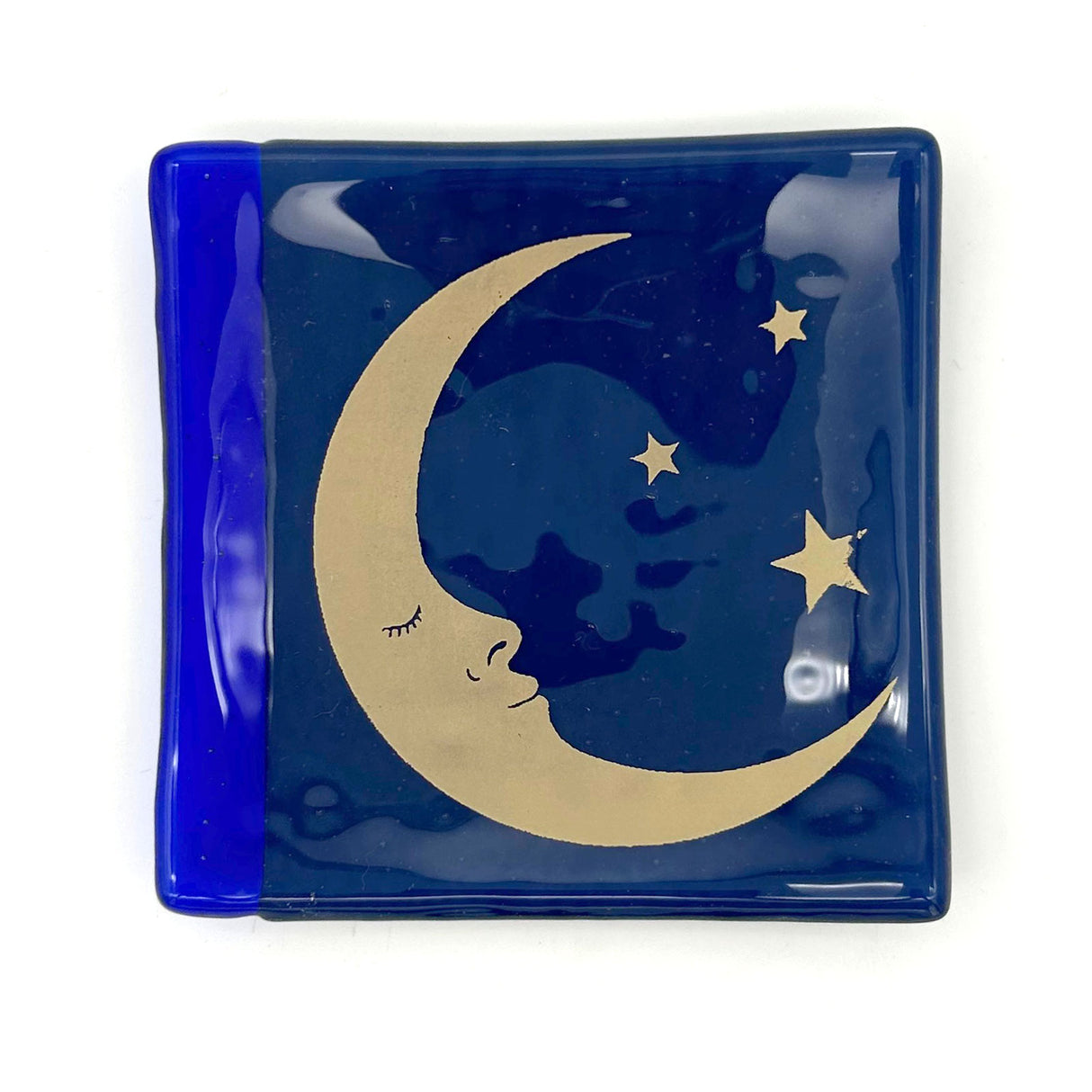 Celestial Half Moon 4.5" Handmade Fused Glass Catch-all Dish