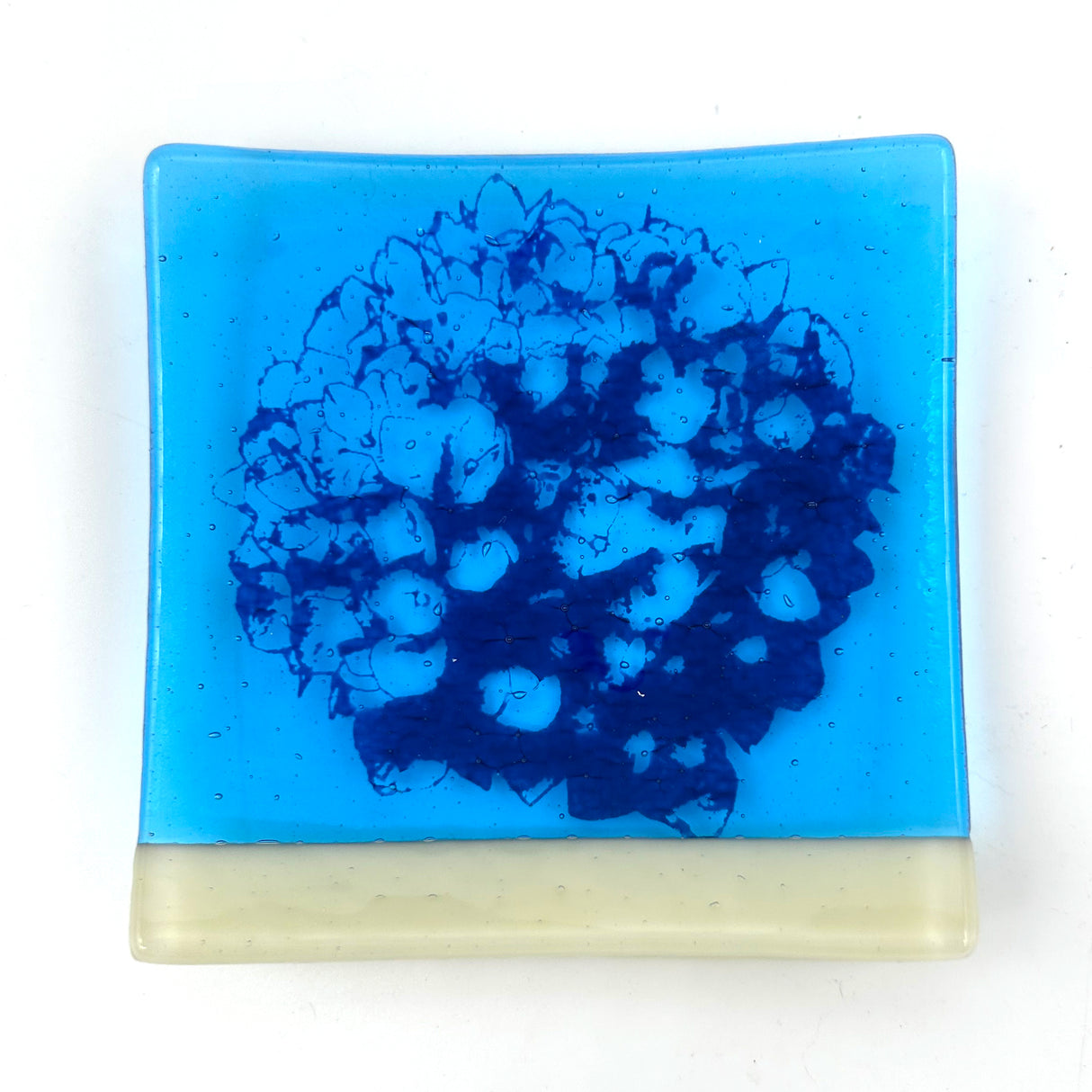 Hydrangea Handmade 4.5" Handmade Fused Glass Catch-all Dish