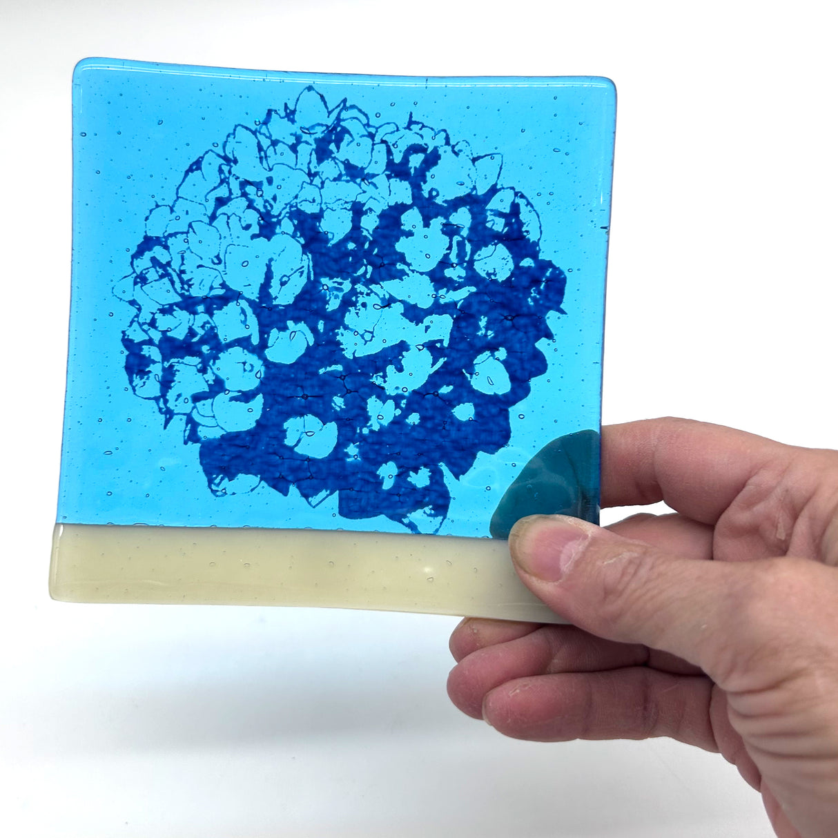 Hydrangea Handmade 4.5" Handmade Fused Glass Catch-all Dish