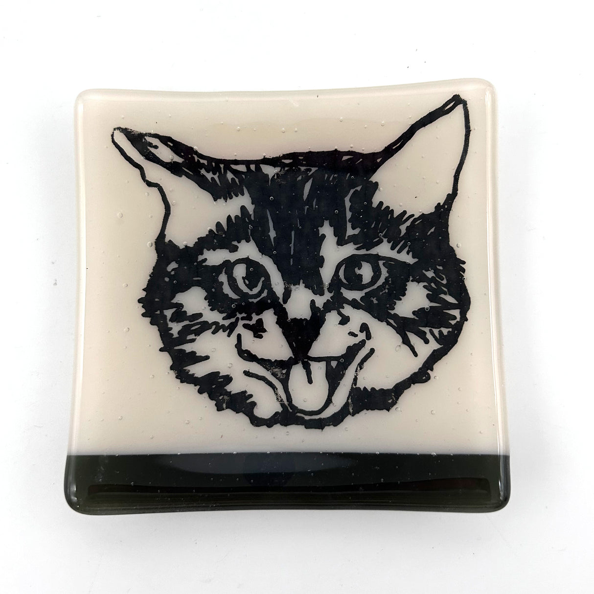 Kitty 4.5" Handmade Fused Glass Catch-all Dish